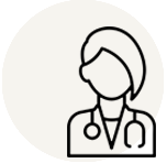 Icone d'une silhouette portant un stéthoscope autour du cou