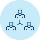 Icône représentants trois petites silhouettes formant un organigramme